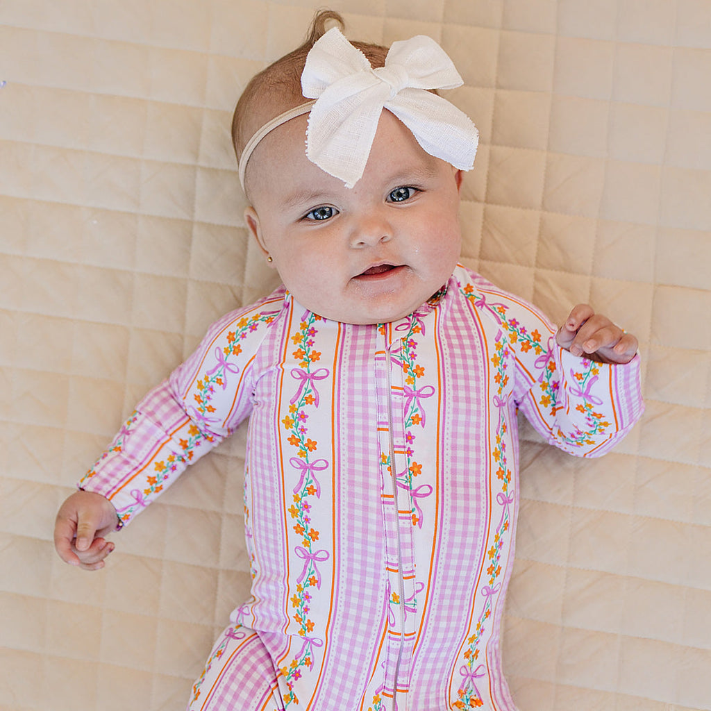 Bamboo Zip Romper | Gingham & Flowers