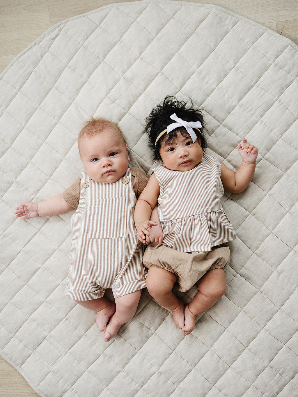 Tan Stripes Peplum Set